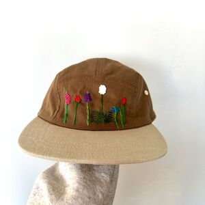 Vintage Embroidered Floral Flat Brim Hat